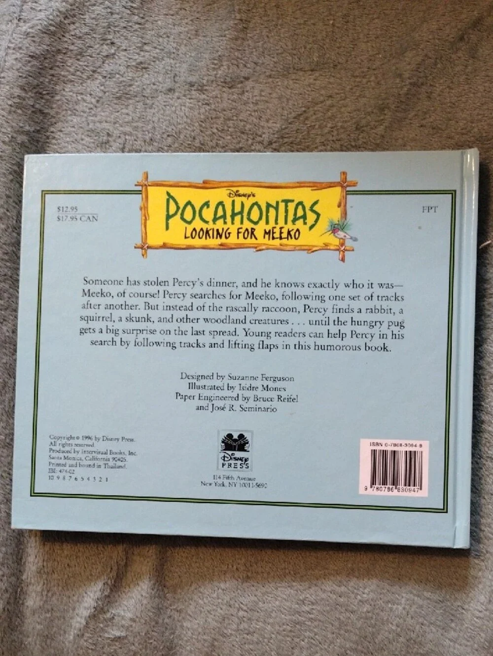 Disney Pocahontas Looking For Meeko -1996 Hardcover
